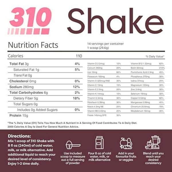310 Nutrition Meal Replacement Shake – Superfood Blend, Low Carb, Keto & Paleo Friendly, Gluten-Free – Natural Sweeteners, 26 Essential Vitamins & Minerals - Strawberry, 14 Serving