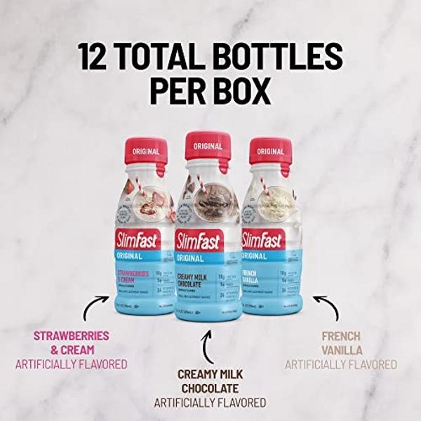 SlimFast Meal Replacement Shake, Protein Drink for Meal Support, Fan Favorites Variety Pack, Original RTD,11 Fl. Oz Bottles, 12 Count (Packaging May Vary)