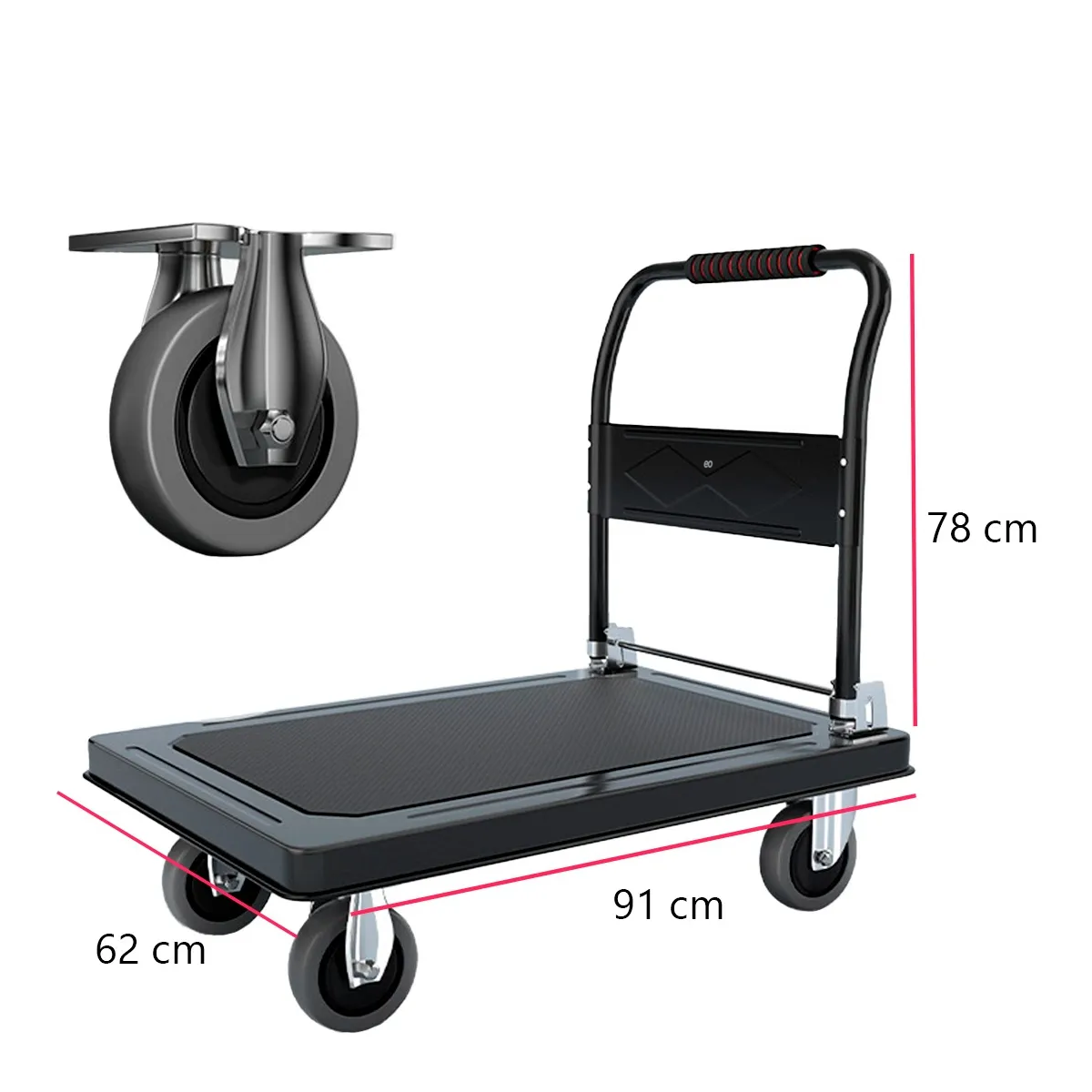 Carrito Tipo Plataforma Carga Plegable Metal Hasta 400 Kg