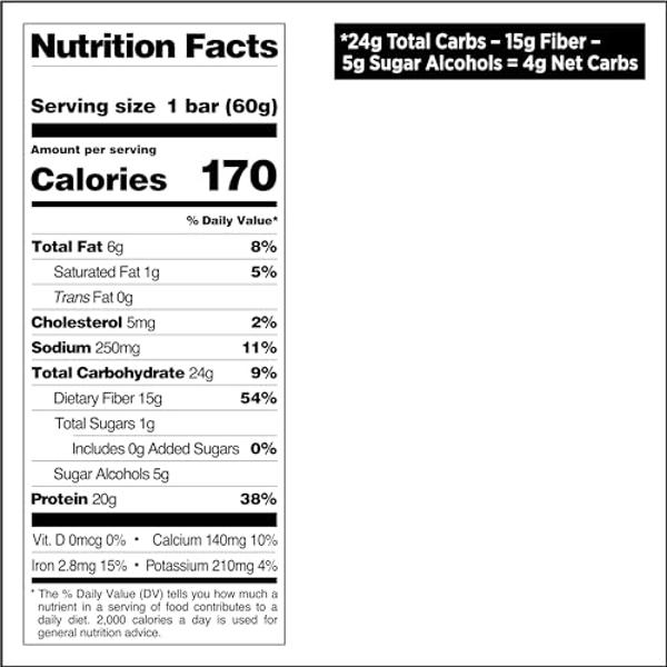 Quest Nutrition Chocolate Brownie Protein Bar, 20g Protein, 1g Sugar, 4g Net Carb, Gluten Free, Gluten Free, 12 Count