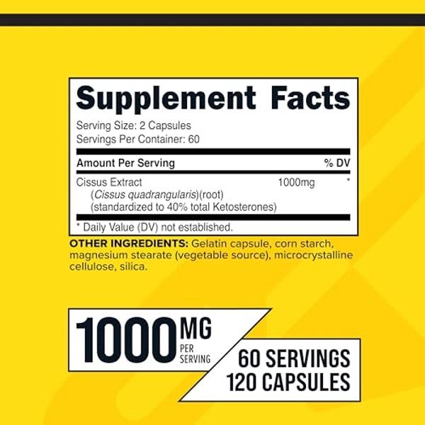 Primaforce Cissus Quadrangularis Extract, 120 Capsules, 1000mg per Serving - Gluten Free, Non-GMO