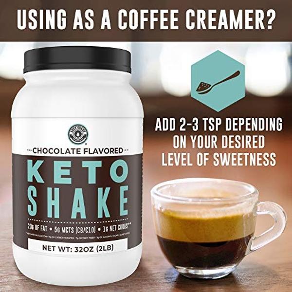 Keto Meal Replacement Shakes, Chocolate, 2lbs, Low Carb Keto Protein Shake Mix, MCT Powder, Grass Fed Hydrolyzed Collagen Peptides, Keto Breakfast Shake, 20g Fat, 14g Protein, 1 Ne