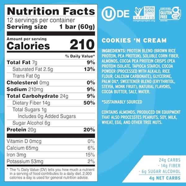 Orgain Organic Vegan Protein Bars, Chocolate Brownie - 10g Plant Based Protein, Low Calorie Healthy Snacks, No Lactose or Soy Ingredients, Gluten Free, Non-GMO - 1.41 Oz (Pack of 1