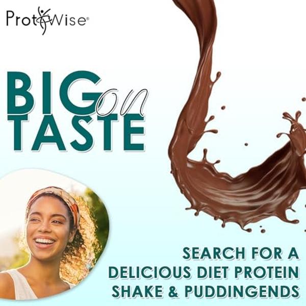 ProtiWise High Protein Shake & Pudding Mix | 15g Protein, Low Fat, Low Calorie, Low Sugar | Gluten Free KETO | Meal Replacement for Hunger Control | Dark Chocolate Flavor | 7/Box