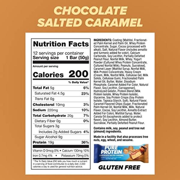Pure Protein Bars, High Protein, Nutritious Snacks to Support Energy, Low Sugar, Gluten Free, Chocolate Salted Caramel, 1.76 oz., 12 Count (Pack of 1) (Packaging May Vary)