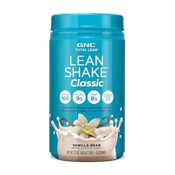 GNC Lean Shake Classic Meal Replacement Powder, Clinically Proven Weight Management, High Fiber with 23 Vitamins and Minerals, Healthy Cholesterol Levels, 9g Protein, Oat Fiber, Va