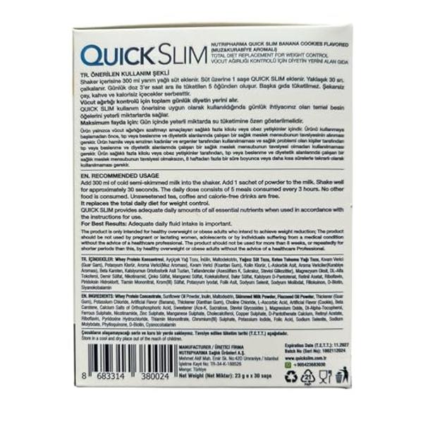 Quick Slim High Protein Shakes for Weight Loss, 30 Servings, Complete Meal Replacement Powder, Diet Shakes for Women & Men, 20g Protein, 27 Vit & Min, Keto, Gluten Free (Banana Coo