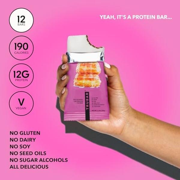 TRUBAR Vegan Protein Bar, Daydreaming About Donuts, Gluten Free, Plant Based Protein, Dairy Free, Non GMO, Soy Free, No Sugar Alcohols, 12G Protein, 12G Fiber, 23G Carb, On the Go 