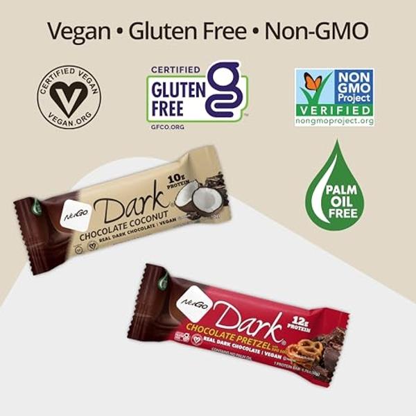 NuGo Dark Mint Chocolate Chip, 13g Protein Bar, Vegan, Gluten Free, Non-GMO, Kosher Pareve, 24 Count