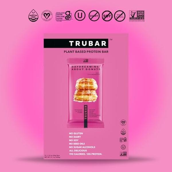 TRUBAR Vegan Protein Bar, Daydreaming About Donuts, Gluten Free, Plant Based Protein, Dairy Free, Non GMO, Soy Free, No Sugar Alcohols, 12G Protein, 12G Fiber, 23G Carb, On the Go 