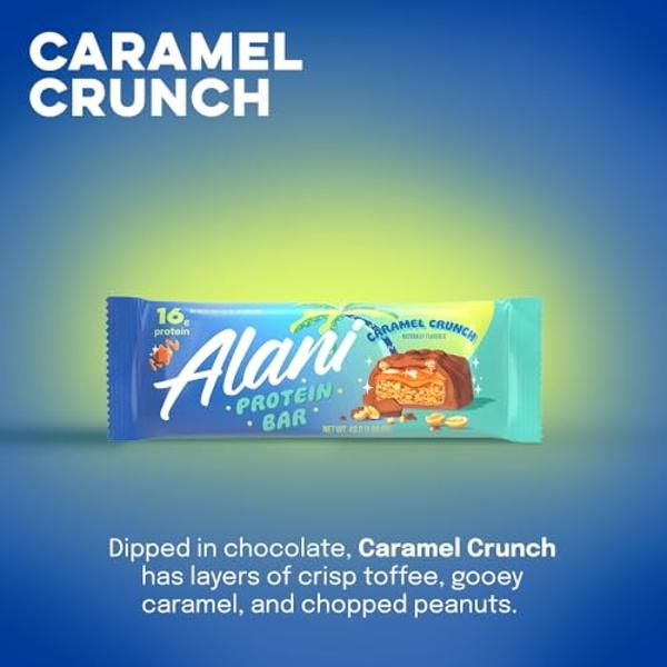 Alani Nu Protein Bars CARAMEL CRUNCH | High Protein Gluten-Free Bars | 16g Protein | Low-Sugar (7G) Low-Carb Healthy Snacks | 12 Individually Wrapped Bars