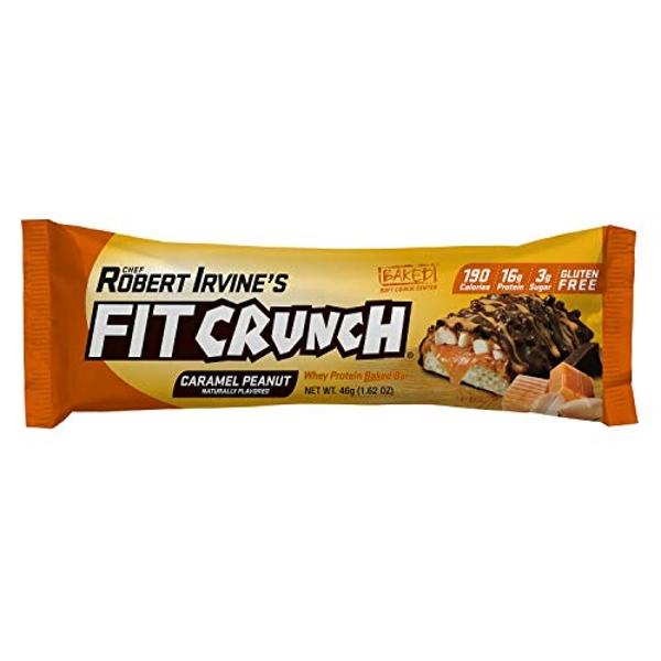 FITCRUNCH Snack Size Protein Bars, Designed by Robert Irvine, World’s Only 6-Layer Baked Bar, Just 3g of Sugar & Soft Cake Core (Caramel Peanut)