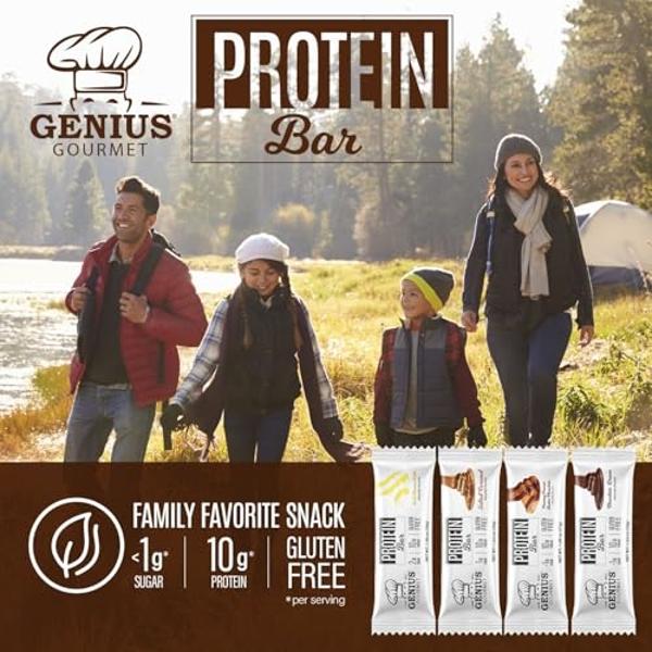 Genius Gourmet Protein Bar, Chocolate Dream, Keto Snack, Low Carb, Low Sugar & Gluten Free, Protein Snacks for Adults, 10G of Whey Protein per Protein Bar, 5 Net Carbs. 10 Count
