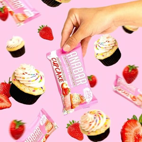 Anabar Protein Bar, The Protein-Packed Candy Bar, Amazing Tasting Protein Bar, No Sugar Alcohols, High Protein, Amazingly Delicious, 20 Grams of Protein (12 Bars, Strawberry Cupcak