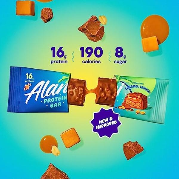 Alani Nu Protein Bars CARAMEL CRUNCH | High Protein Gluten-Free Bars | 16g Protein | Low-Sugar (7G) Low-Carb Healthy Snacks | 12 Individually Wrapped Bars