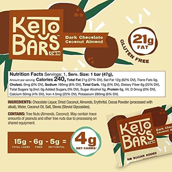 Keto Bars The Original Keto Snack Bar, Gourmet Simple Ingredients Low Carb, No Sugar, Rich in Ketogenic Fats, The Perfect KetoBars Snacks for Keto Diet Food Products (10 Pack, 1.65
