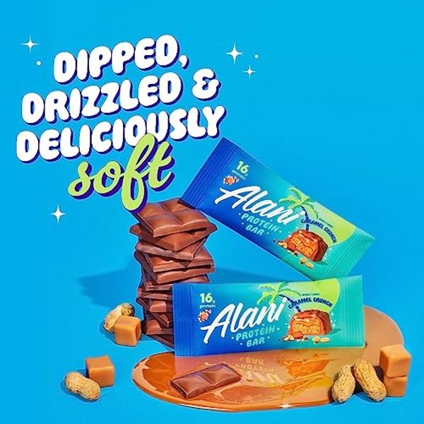Alani Nu Protein Bars CARAMEL CRUNCH | High Protein Gluten-Free Bars | 16g Protein | Low-Sugar (7G) Low-Carb Healthy Snacks | 12 Individually Wrapped Bars