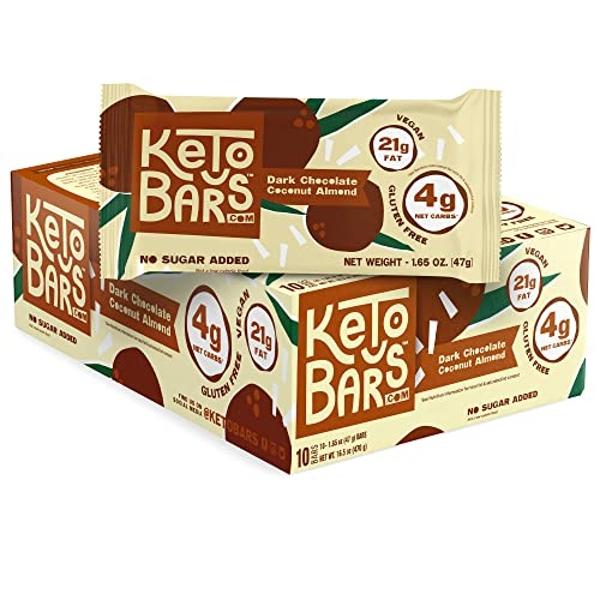 Keto Bars The Original Keto Snack Bar, Gourmet Simple Ingredients Low Carb, No Sugar, Rich in Ketogenic Fats, The Perfect KetoBars Snacks for Keto Diet Food Products (10 Pack, 1.65
