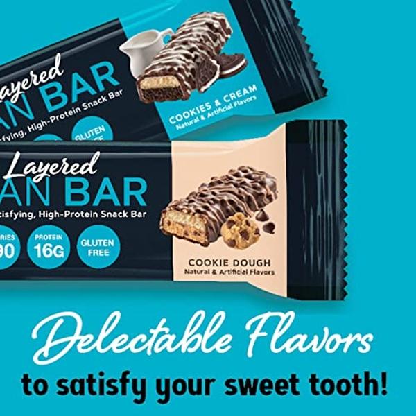 GNC Total Lean Layered Lean Bar | Hunger Satisfying - High Protein Snack Bar | Cookie Dough | 9 Bars