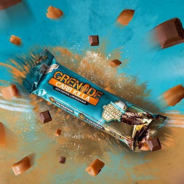 Grenade Carb Killa High Protein and Low Sugar Candy Bar, 12 x 60 g - Chocolate Chip Salted Caramel
