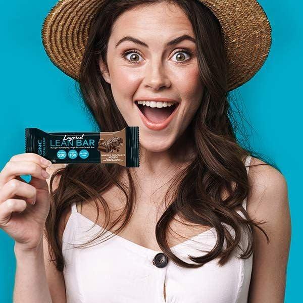 GNC Total Lean Layered Lean Bar | Hunger Satisfying - High Protein Snack Bar | Cookie Dough | 9 Bars
