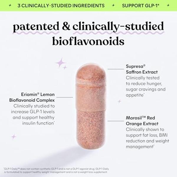 Lemme GLP-1 Daily, Reduce Hunger & Cravings, Boost GLP-1 Production, Support Fat Loss and Weight Management with Clinically Studied Ingredients, 1 Month Supply (60 Capsules)