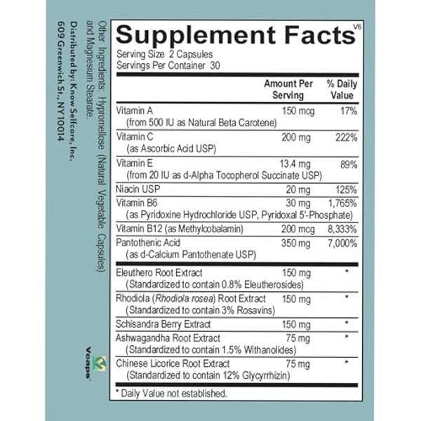 Veracity Adrenal Support Supplement for Stress Resilience, Healthy Cortisol & Energy - Adaptogenic Blend of Ashwagandha, Schisandra Berry, Licorice Root & Rhodiola Rosea – 100% Nat