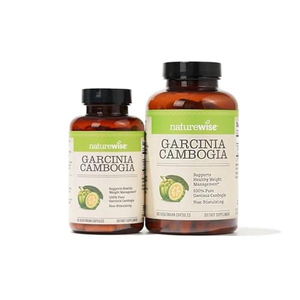 Naturewise Garcinia Cambogia - 60% HCA Concentration Extract, Natural Support for Weight Goals and Energy Levels - Vegan, Non-GMO, Gluten Free - 180 Capsules[2-6 Month Supply]