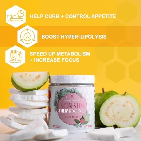 Strong + Sexy Fit, Weight and Diet Support Health Supplement, Caffeine Free Non Stim Drink Powder for Appetite Control and Metabolism Support, Supplements for Women, Guava Colada F