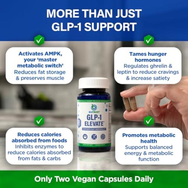 GLP1 Elevate™ - GLP-1 Booster Supplement | Curb Cravings & Support Metabolic Health | Increase Natural Production with Clinically Studied Ingredients | 30 Servings