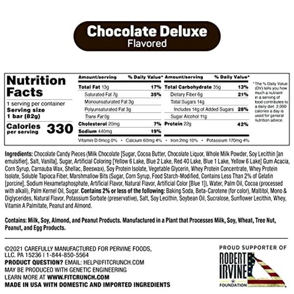 FITCRUNCH Loaded Cookie Protein Bar, High Protein, Gluten Free, Protein Snack (12 Cookie Bars, Chocolate Deluxe)