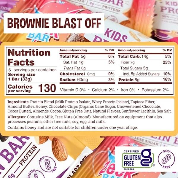 ZEEK BAR - Kids Protein Bars - 50% Less Sugar, 8g Protein - All Natural, Non-GMO, Gluten Free - Variety, 12 Count