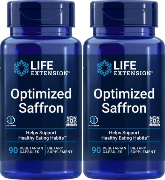 Life Extension Optimized Saffron Extract with Satiereal, 90 Veg Caps (Pack of 2) - 88.25 mg
