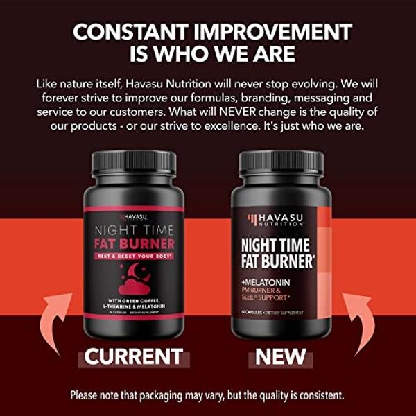 Night Time Fat Burner Capsules for Men and Women - Appetite Suppressant for Weight Loss with White Kidney Bean - 60 Count - Metabolism Booster with Melatonin for Sleep Support - 2-