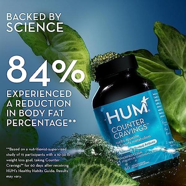 HUM Counter Cravings - Chromium Craving Suppressants with L-Theanine, Seaweed Extract & Forskolin to Support a Healthy Lifestyle (60-Count)