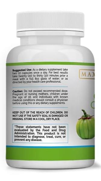 Maximum Slim 100% Pure Garcinia Cambogia Supplement - HCA Extract - Weight Support Formula for Men & Women - Non-GMO, Gluten Free - 60 Capsules