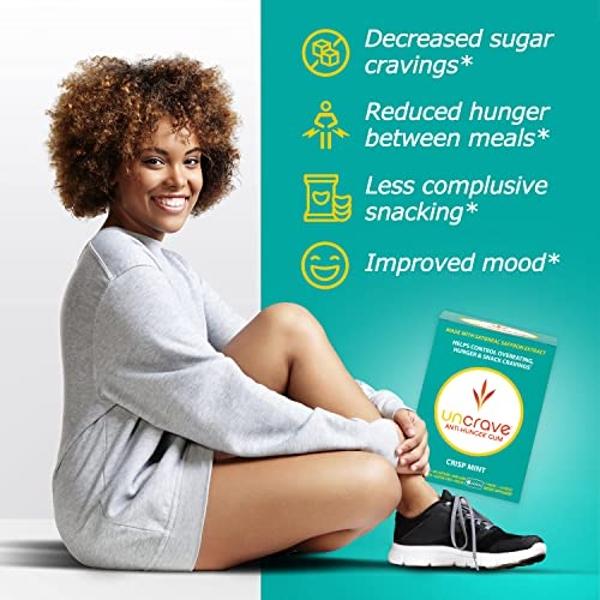 UnCrave Gum - Infused with 100% Pure Saffron Extract – Control Cravings - Improve Mood - Vision Health – Crisp Mint (56 Pieces)