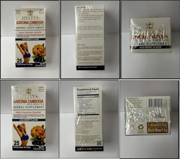 HYLEYS Tea Garcinia Cambogia Green Tea with Acai Berry Flavor - 25 Tea Bags