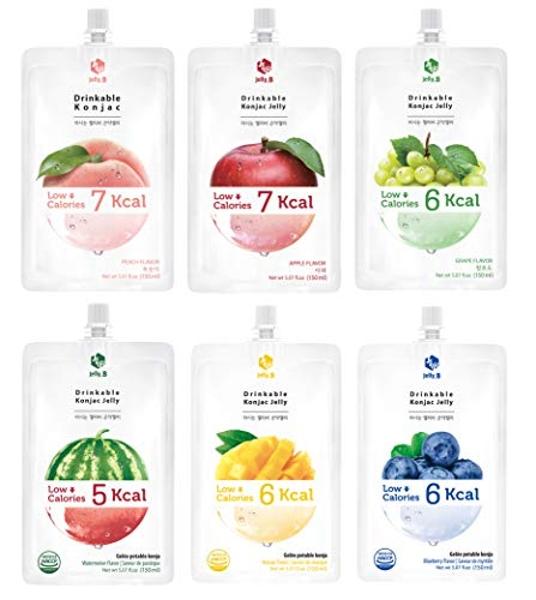 JELLY B Drinkable Konjac Jelly (10 Packs of 150ml) - Healthy and Natural Weight Loss Diet Supplement Foods, 0 Gram Sugar, Low Calorie, Only 6 kcal Each Packets, (Apple)