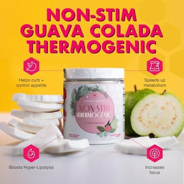 Strong + Sexy Fit, Weight and Diet Support Health Supplement, Caffeine Free Non Stim Drink Powder for Appetite Control and Metabolism Support, Supplements for Women, Guava Colada F