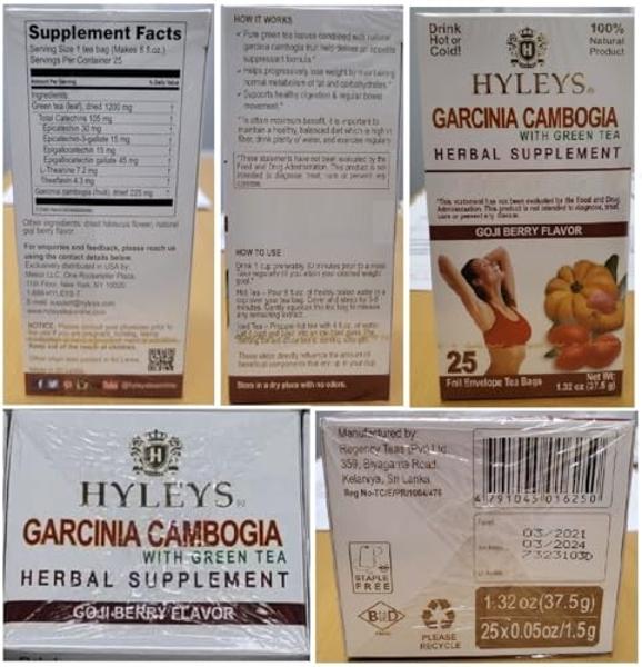HYLEYS Tea Garcinia Cambogia Green Tea with Goji Berry Flavor - 25 Tea Bags