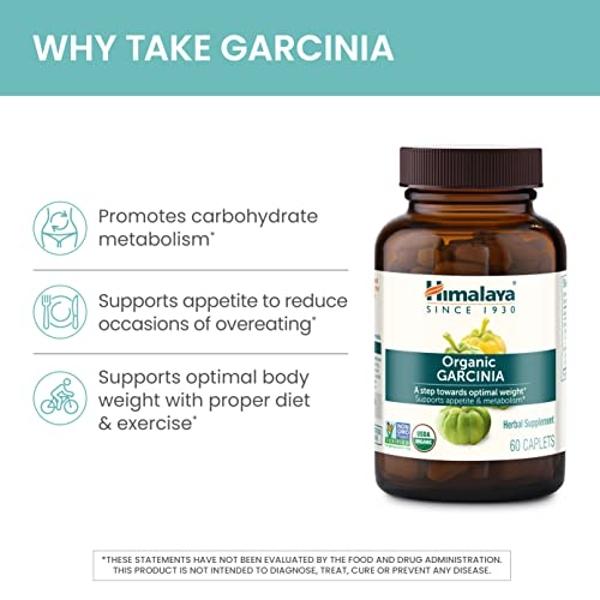 Himalaya Organic Garcinia Cambogia Herbal Supplement, Appetite Support, Lipid Metabolism, Weight Support, USDA Organic, Non-GMO, Vegan, 600 mg, 60 Plant-Based Caplets, 2 Pack