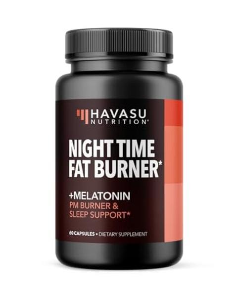 Night Time Fat Burner Capsules for Men and Women - Appetite Suppressant for Weight Loss with White Kidney Bean - 60 Count - Metabolism Booster with Melatonin for Sleep Support - 2-