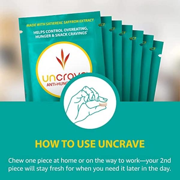 UnCrave Gum - Infused with 100% Pure Saffron Extract – Control Cravings - Improve Mood - Vision Health – Crisp Mint (56 Pieces)