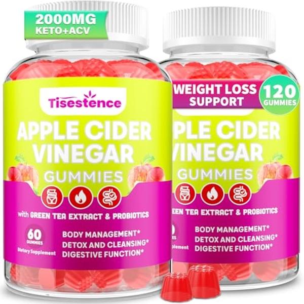 Apple Cider Vinegar Gummies, Keto ACV Gummies for Women and Men, Apple Cider Vinegar Supplement with Green Tea Extract, Probiotic for Detox Cleanse, Metabolism, Energy & Digestive 