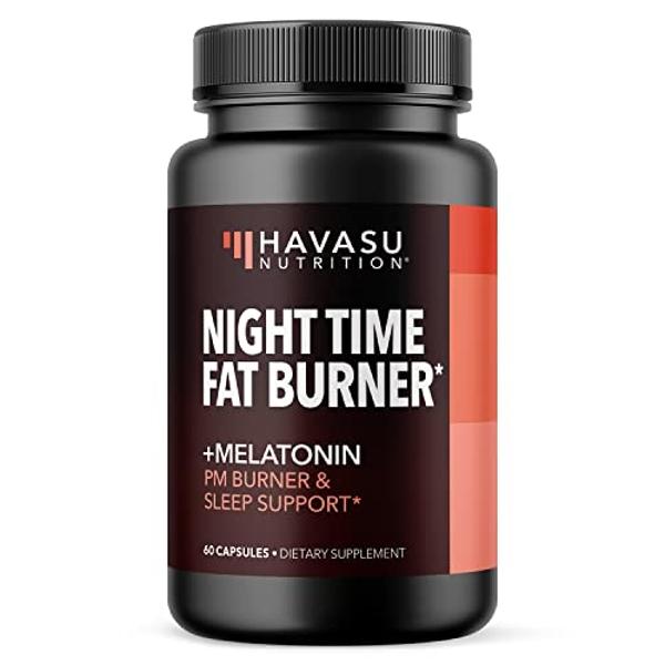 Night Time Fat Burner Capsules for Men and Women - Appetite Suppressant for Weight Loss with White Kidney Bean - 60 Count - Metabolism Booster with Melatonin for Sleep Support - 2-