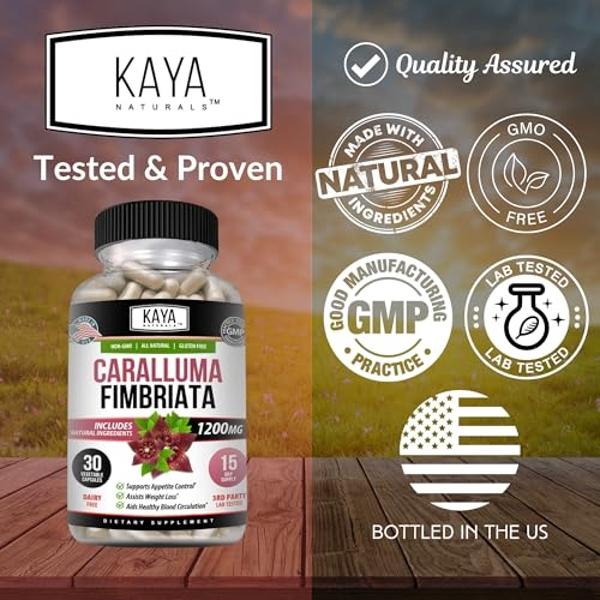 Kaya Naturals - Caralluma Fimbriata 1200mg High Potency Supplement | Maximum Strength Natural Endurance Support, Vegetarian Capsules (30 Count)