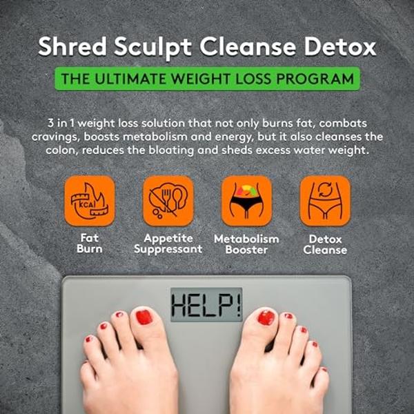 Youth & Tonic Sculpt Shred Cleanse Detox 3X Weight Loss Pills: Appetite Suppressant, Fat Burner, Energy Booster & Nighttime Cleanse for Diet – 120 Pills