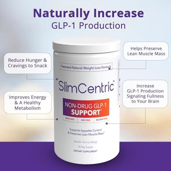 SlimCentric - Naturally Support GLP-1 Production - Safe, Effective Wellness Support - Supports a Healthy Metabolism & Lean Muscle Mass - Made in USA | Non-GMO, Cruelty-Free Formula