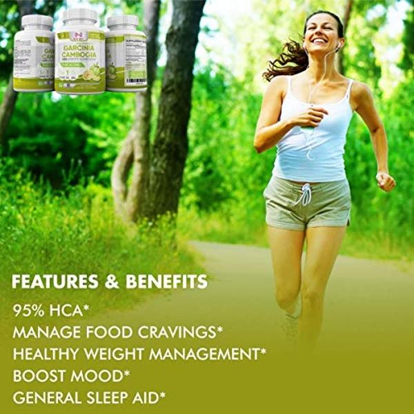 Slim Heat 100% Pure Garcinia Cambogia Extract with 95% HCA - Manage Food Cravings - Best Carb Blocker for Women & Men - Max Strength Garcinia Cambogia Raw Diet Pills Made in USA - 